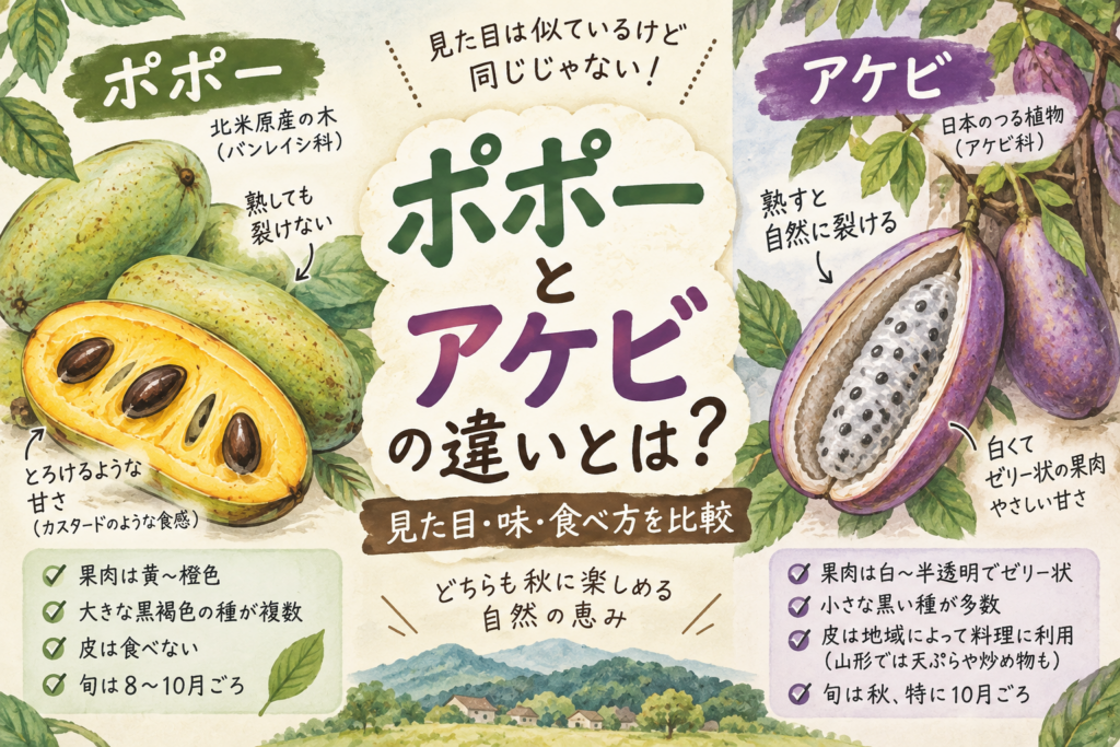 ポポーとアケビの違い図鑑