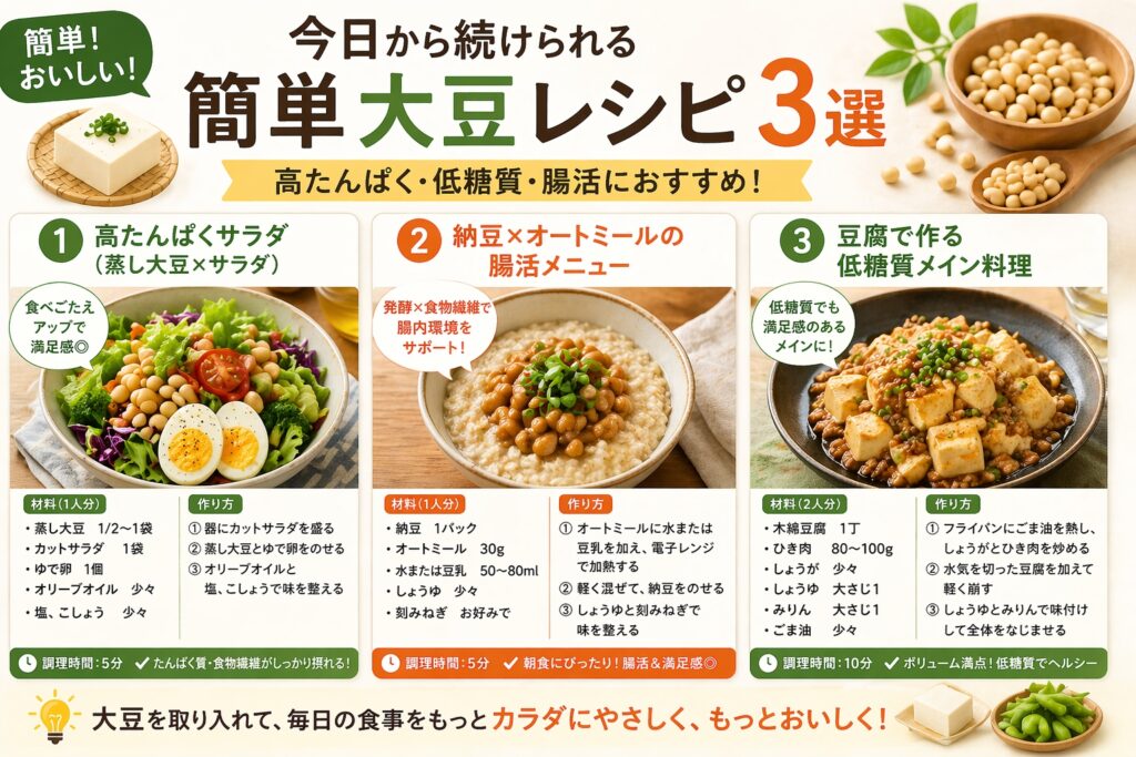 簡単大豆レシピ 3選