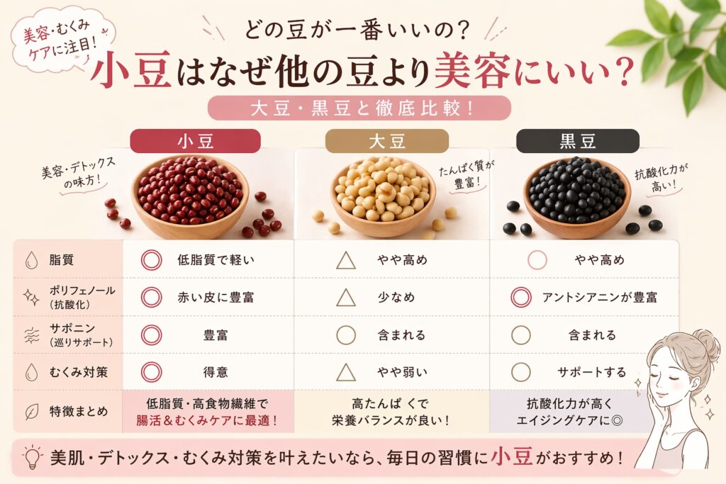美容・むくみケアのための小豆比較