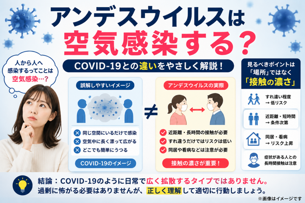 アンデスウイルスと空気感染の違い 