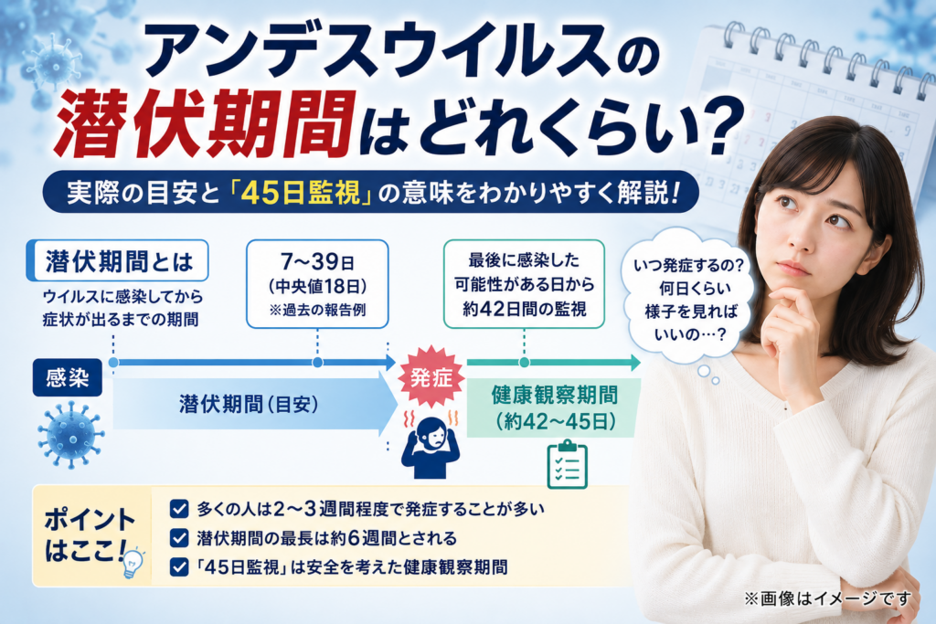 アンデスウイルスの潜伏期間と監視目安