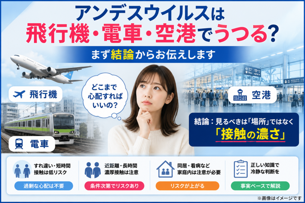 アンデスウイルスの飛行機・電車・空港のリスク