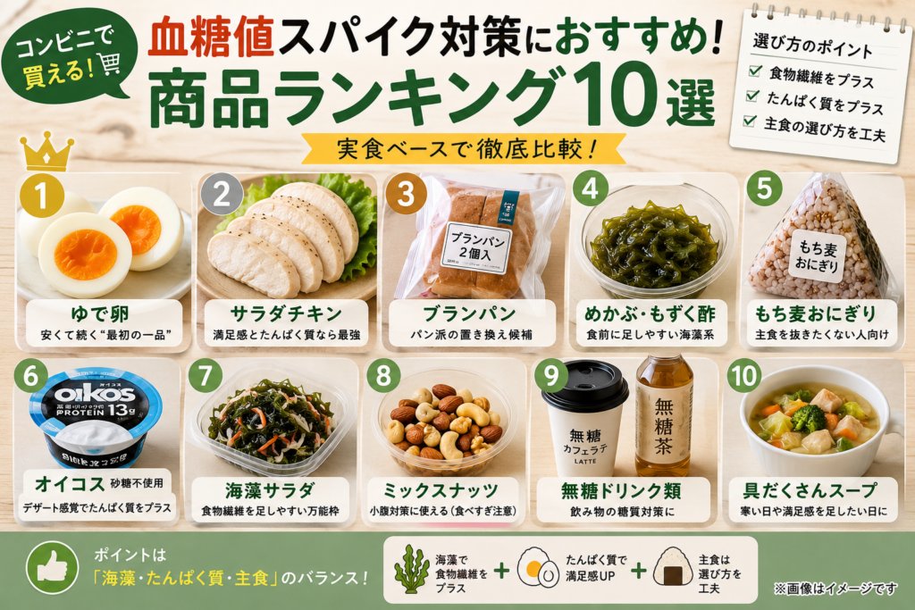 コンビニで買える血糖値スパイク対策おすすめ商品10選