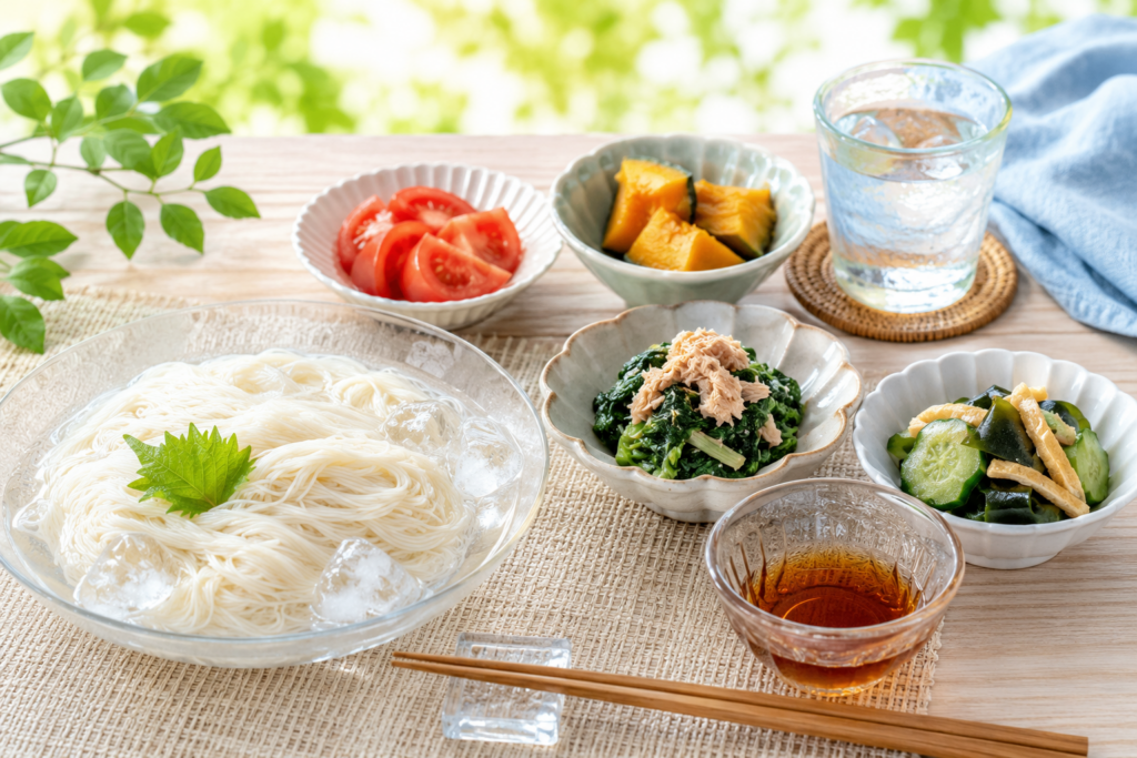 夏の和食の美しい食卓