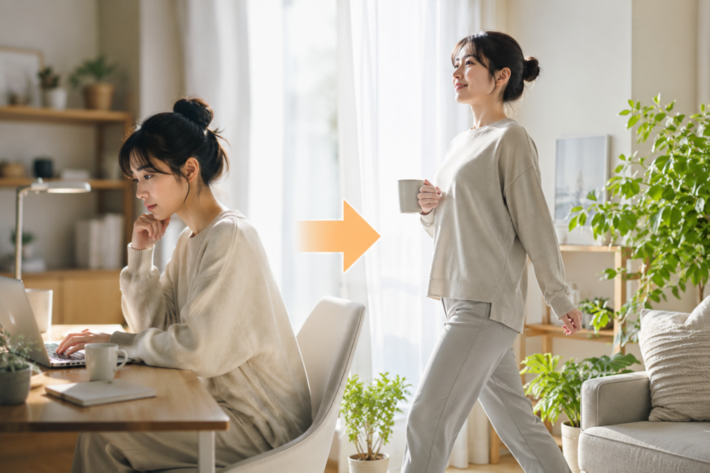 座りっぱなしを減らすだけでも、お腹の脂肪対策は始められる