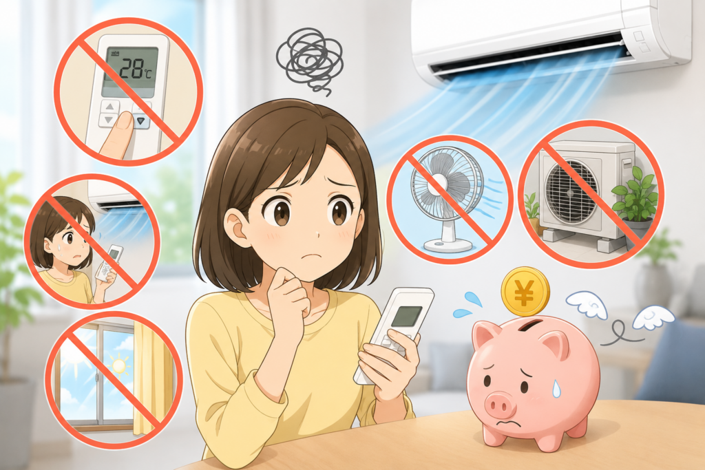 エアコンの節約を考える女性